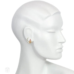 Rubel Retro moonstone and ruby man on the moon earrings