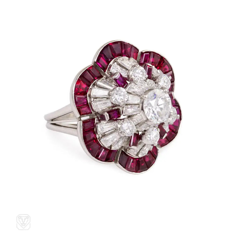 Ruby And Diamond Cocktail Ring Oscar Heyman