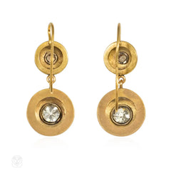 Russian antique enamel and diamond star earrings