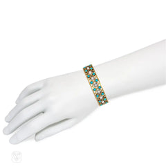 Russian antique turquoise and pearl bracelet