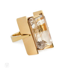 Rutilated quartz ring, Svend Otto Julius Møller, Denmark