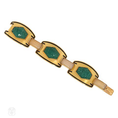 Sasportas, French Art Deco gold and aventurine quartz bracelet