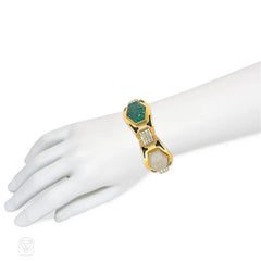Sasportas, French Art Deco gold, chrysoprase, and chalcedony bracelet