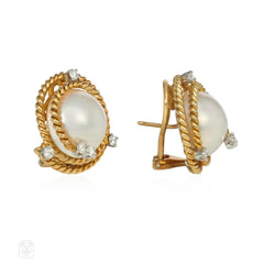 Schlumberger for Tiffany pearl, gold, and diamond earrings