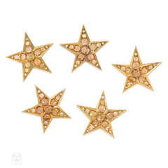 Set of antique topaz star pins