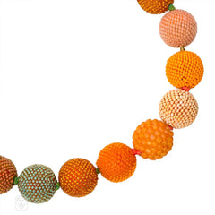 Shades of orange and green glass and crystal bead necklace