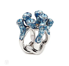 Simon Harrison aquamarine crystal coral ring