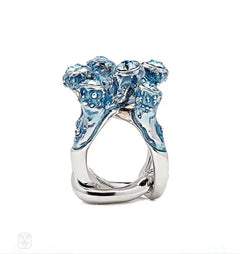 Simon Harrison aquamarine crystal coral ring