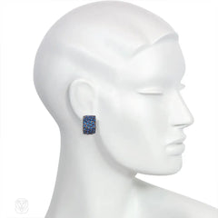 Simon Harrison blue cabochon crystal hoop earrings