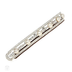 Slim crystal headband with faux button pearls