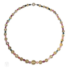 Smoky quartz and tourmaline bead necklace