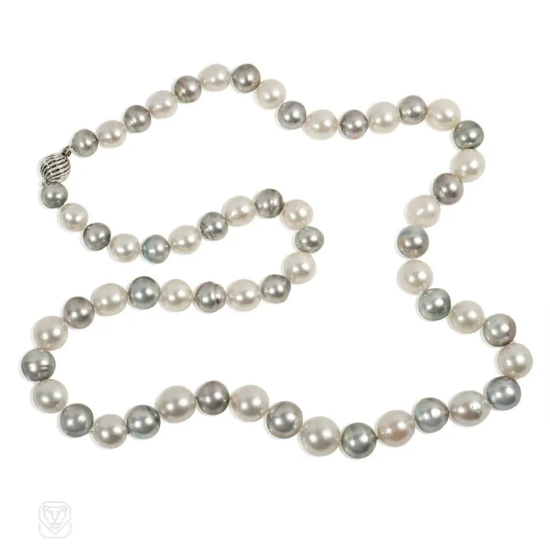 South Sea Grey And White Pearl Necklace