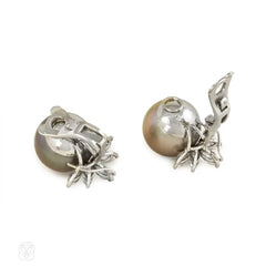 South Sea Tahitian pearl and diamond earrings