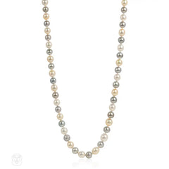 South Sea white, yellow, and blue-grey pearl necklace