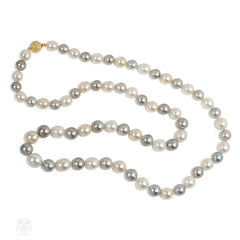 South Sea white, yellow, and blue-grey pearl necklace