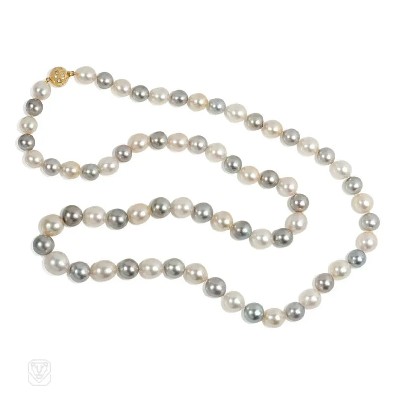 South Sea White Yellow And Blue - Grey Pearl Necklace