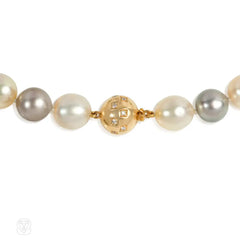 South Sea white, yellow, and blue-grey pearl necklace