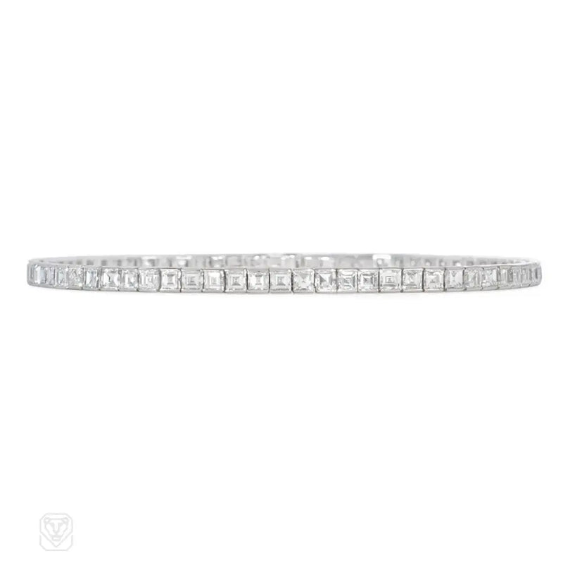 Square - Cut Diamond And Platinum Line Bracelet