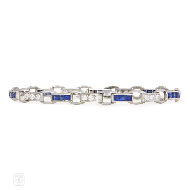 Square - Cut Sapphire And Diamond Bracelet