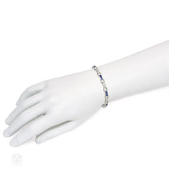 Square-cut sapphire and diamond bracelet