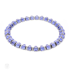 Square-cut tanzanite Swarovski crystal necklace