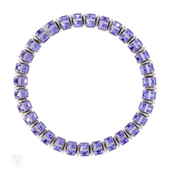 Square-cut tanzanite Swarovski crystal necklace