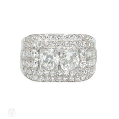 Stepped Art Deco diamond ring, Argentina