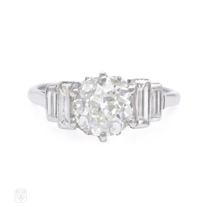 Stepped Design Diamond And Platinum Engagement Ring