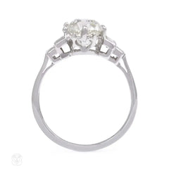 Stepped design diamond and platinum engagement ring