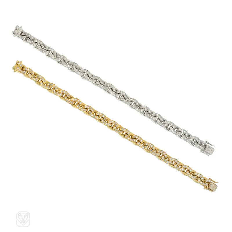 Sterlé Paris yellow and white gold diamond-set bracelets