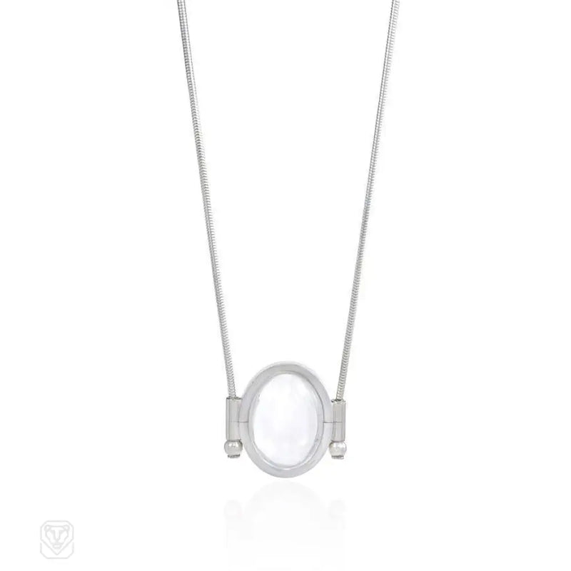 Sterling Silver Lavalier With Rock Crystal Pendant
