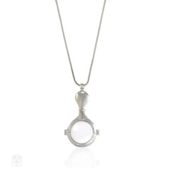 Sterling silver magnifying glass pendant on snake chain