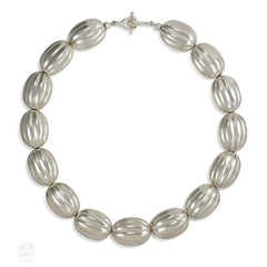 Sterling silver melon bead necklace