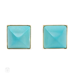 Sugarloaf turquoise earrings, Peggy Daven