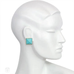 Sugarloaf turquoise earrings, Peggy Daven