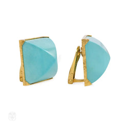 Sugarloaf turquoise earrings, Peggy Daven