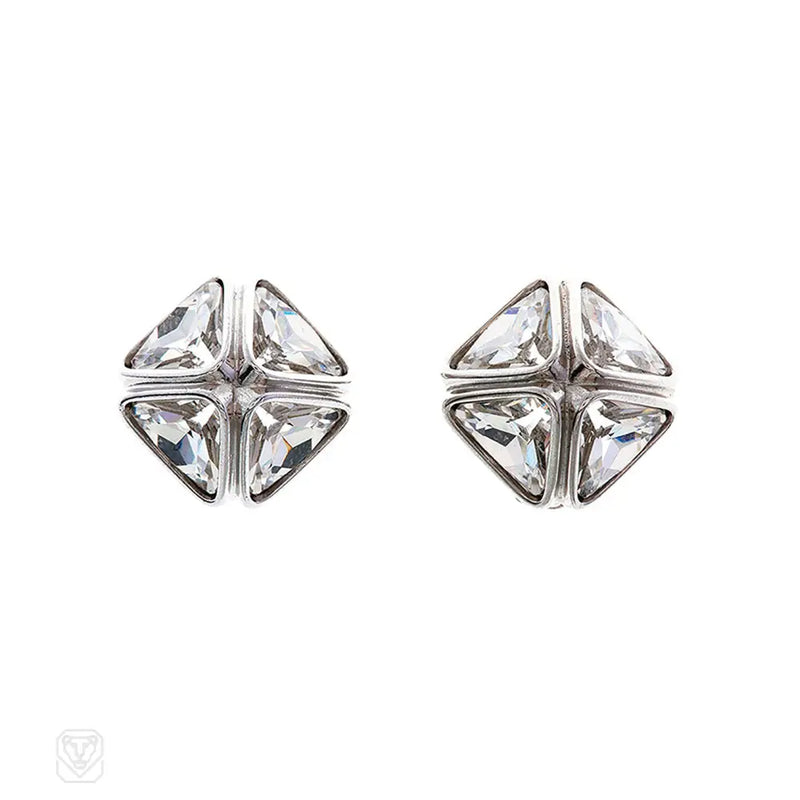 Swarovski Crystal Four - Stone Clip Earrings