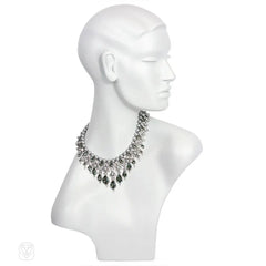 Swarovski grey pearl and black and white diamond crystal necklace
