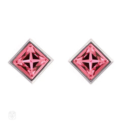 Swarovski pink square-cut crystal earrings