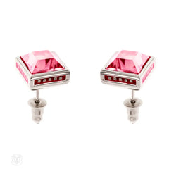 Swarovski pink square-cut crystal earrings