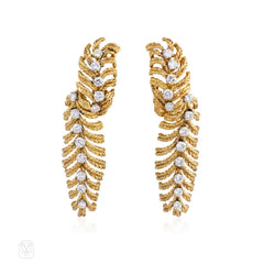 Textured gold and diamond earrings, Boucheron