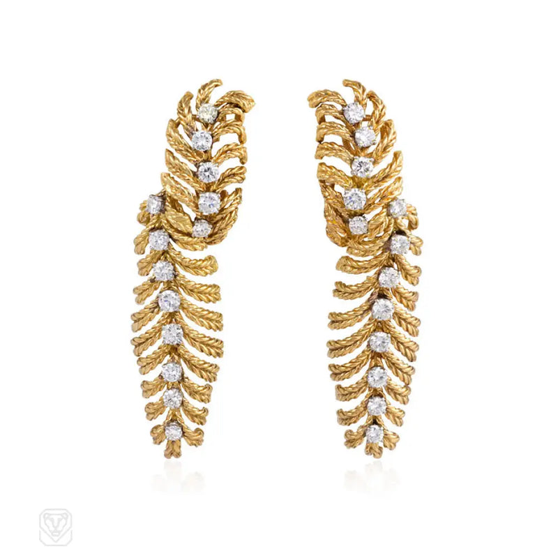 Textured Gold And Diamond Earrings Boucheron