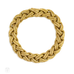Textured woven gold bracelet, France