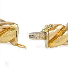 Three-color gold twist bangle