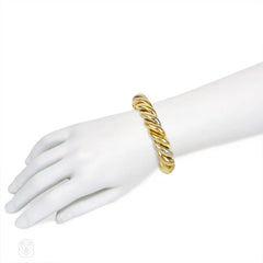 Three-color gold twist bangle