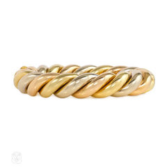 Three-color gold twist bangle