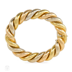 Three-color gold twist bangle