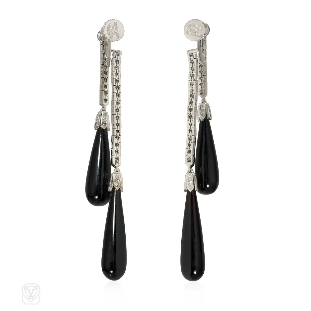 Amazon.com: Art Deco Style Black Onyx and Marcasite Drop