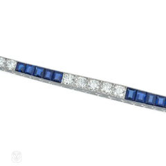 Tiffany & Co. Art Deco sapphire and diamond line bracelet