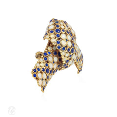 Tiffany & Co. estate gold and enamel bow brooch